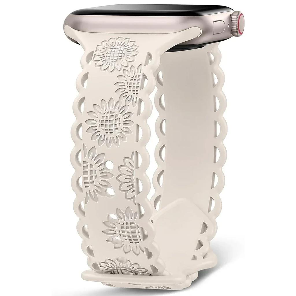 Y2k Trendiges Rosen-Relief-Silikonarmband für Apple Watch 10 9 8 7 6 5 4 3 2 Armband 44mm 45mm 46mm 49mm 42mm 40mm Uhrenarmband