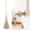 Pack of 4 Tassels Wooden Beads Garlands Cotton Decorative Handle Decorations Tassels Beads Pendants for Cabinet Door