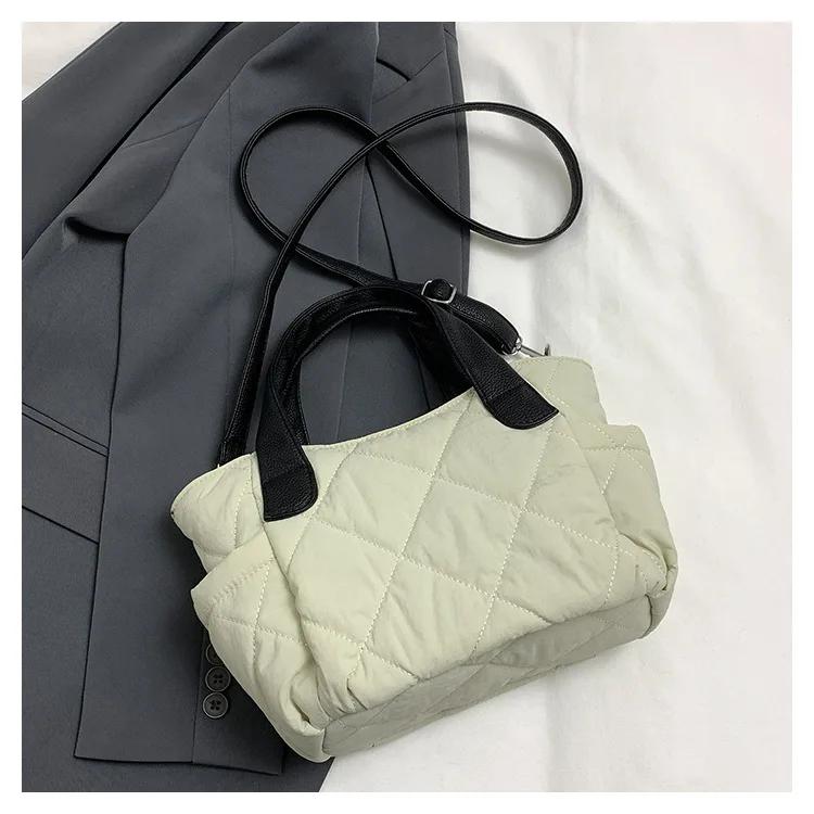 Baumwolle tragbare Damen einfache Nylon weiche rautenförmige Umhängetasche eine Schulter