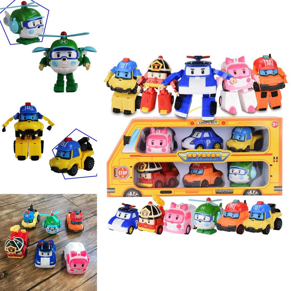 High-quality Robocar Poli Roy Amber Transformers Robot Action Figures Car Bus Set