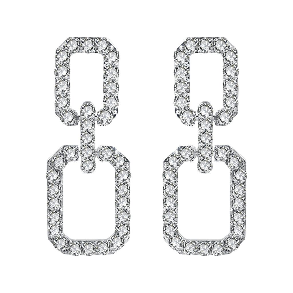 Geometric Stud Earrings, Slightly Studded with Diamonds, Geometric Necklace Pendant.