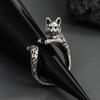Vintage Kitty Cat Opening Rings Dark Zinc Zinc Alloy Cat Shape Ring Animal Delicate Rings  Gift For Girl