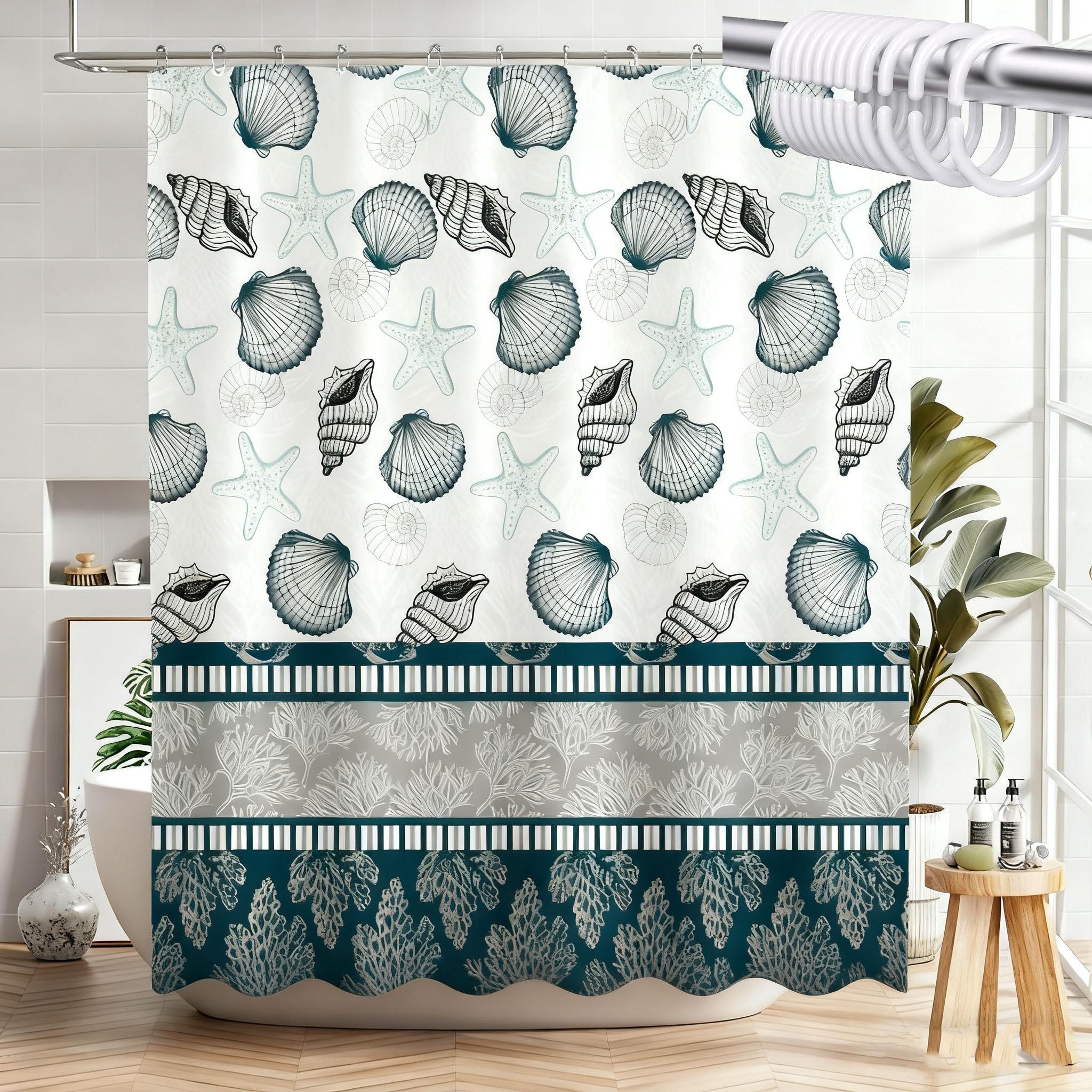 

1Pc 180X180Cm Polyester Shower Curtain - Metal Grommets & Plastic Hooks Included Fabric Bath Curtain For Bathroom Decor W60H190(CM)-1 Pcs