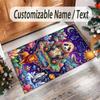 Leopard Theme Crystal Velvet Floor Rug Personalized Custom Name Text Warm Carpet Home Decoration