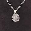Pear Natural Black Rutile Sterling Silver Elegant Engagement Ethnic Boho Pendant PP-26-23