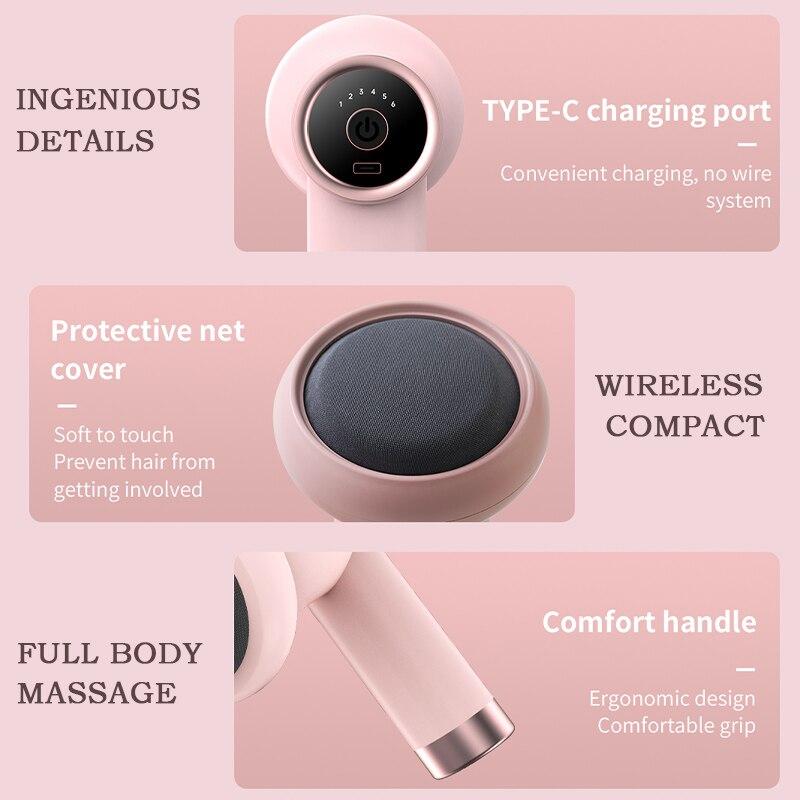 Massage Gun Wireless Charging Fat Pushing Machine Handheld Portable Massage Stick Neck, Waist, Shoulder Kneading Pink White