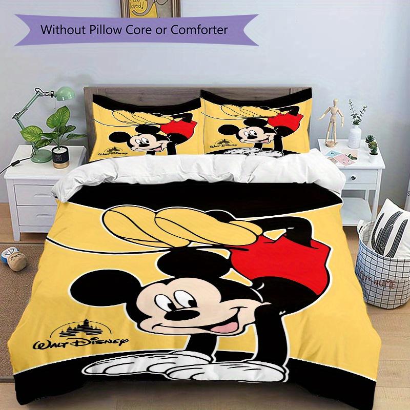 3pcs Mickey Mouse Upside Down Quilt Cover Set, Soft and Cozy Bedroom, Guest Room and Dorm Decorative Bedding 3-Piece Set 1 Quilt Cover + 2 P