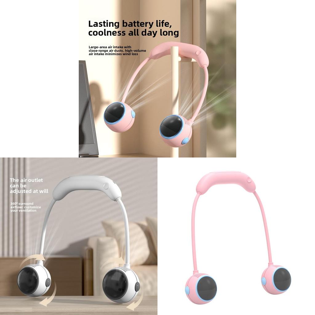 Portable Neck Fan With 1200mah Battery Usb Rechargeable Personal Bladeless Fan For Travel