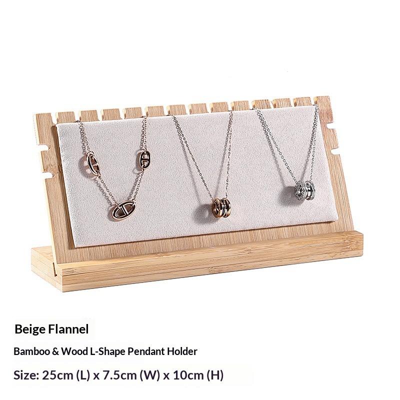 Bamboo and Wood Necklace Display Stand, Pendant Stand, L-shaped Vertical Jewelry Stand, Removable Jewelry Display Board, Jewelry Display Props