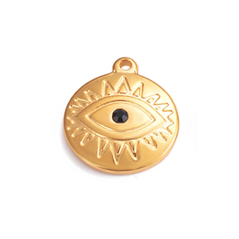 Wholesale 5pcs/lot Stainless Steel Gold Color Evil Eye Charms Handmade Craft DIY Necklaces Earrings Jewelry Making Accessories