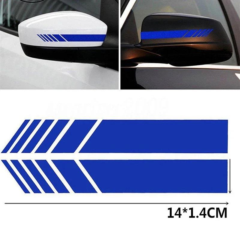 Samolepky s pruhy na auto Zpětné zrcátko Reflexní vinylové obtisky Dekorace Módní styl Vodotěsná samolepka Exteriérové doplňky