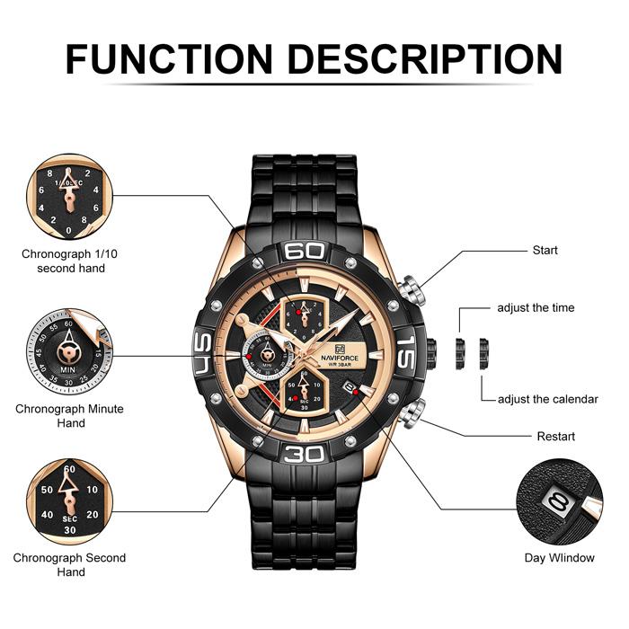 Купить NAVIFORCE из нержавеющей стали, хит продаж, классические часы ...