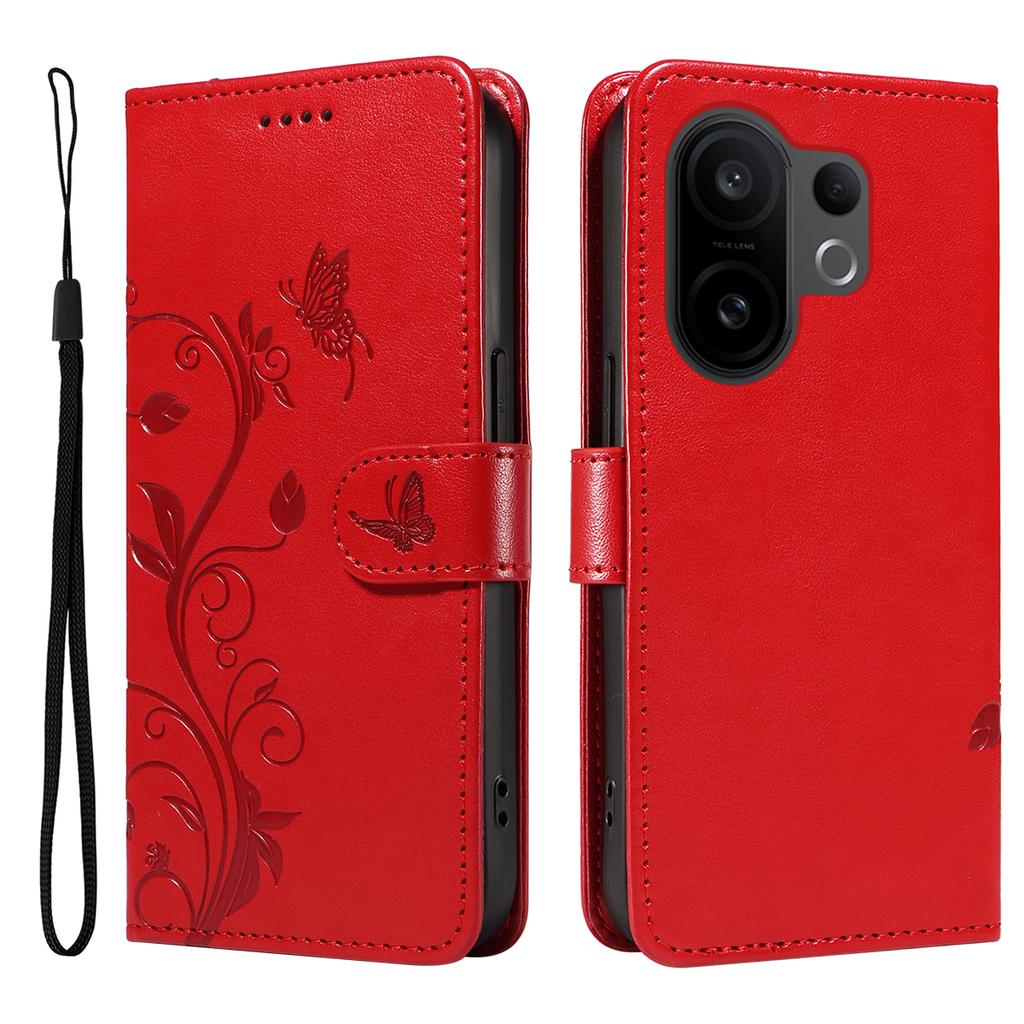 For Vivo X200 FE 5G/vivo S30 Pro Mini 5G PU Leather Cases Flower Pattern Wallet Stand Phone Cover with Strap