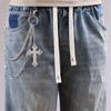 Punk Style Double Layer Cross Pendant Metal Chain Belt For Men Hip Hop Streetwear