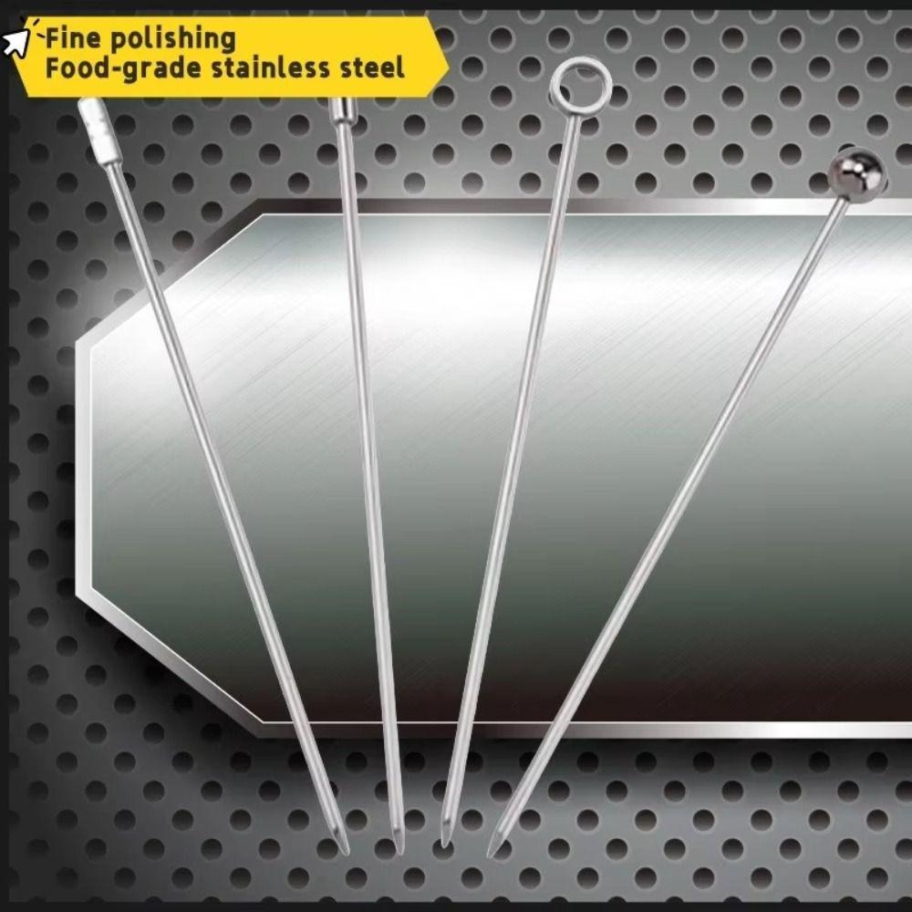 20Pcs Silver Color Martini Picks Long Handle Drink Stirring Sticks Durable Cocktail Skewers  Wedding