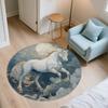 White Horse pattern round rug,Carpet Rug for Living Room Bedroom Sofa Playroom Decor,Non-slip Floor Mat,Holiday Gifts and Birthday Gifts