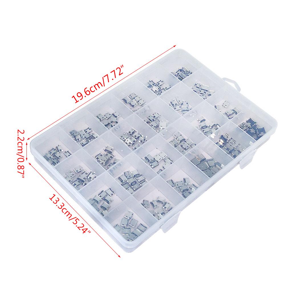 1 Box 24 Models Micro USB Connector Multifunction Socket Jack USB Connectors