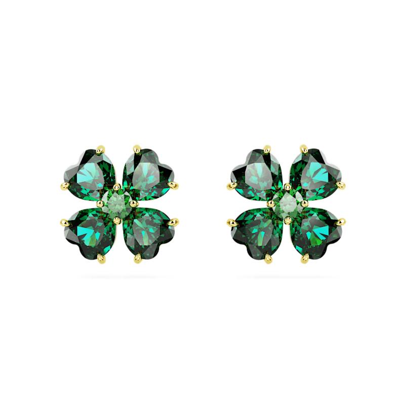 Swarovski Idyllia four-leaf clover style earrings for women green 5666236 зелёный