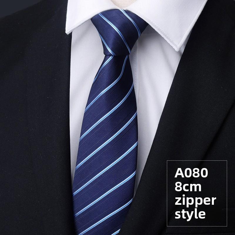 Men Kids Striped Pattern Tie With Zipper Closure For Formal Ceremonies