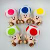 Super Mario 17cm Toad Plüschtier Mit 5 Bunten Sitzenden Pilzfiguren