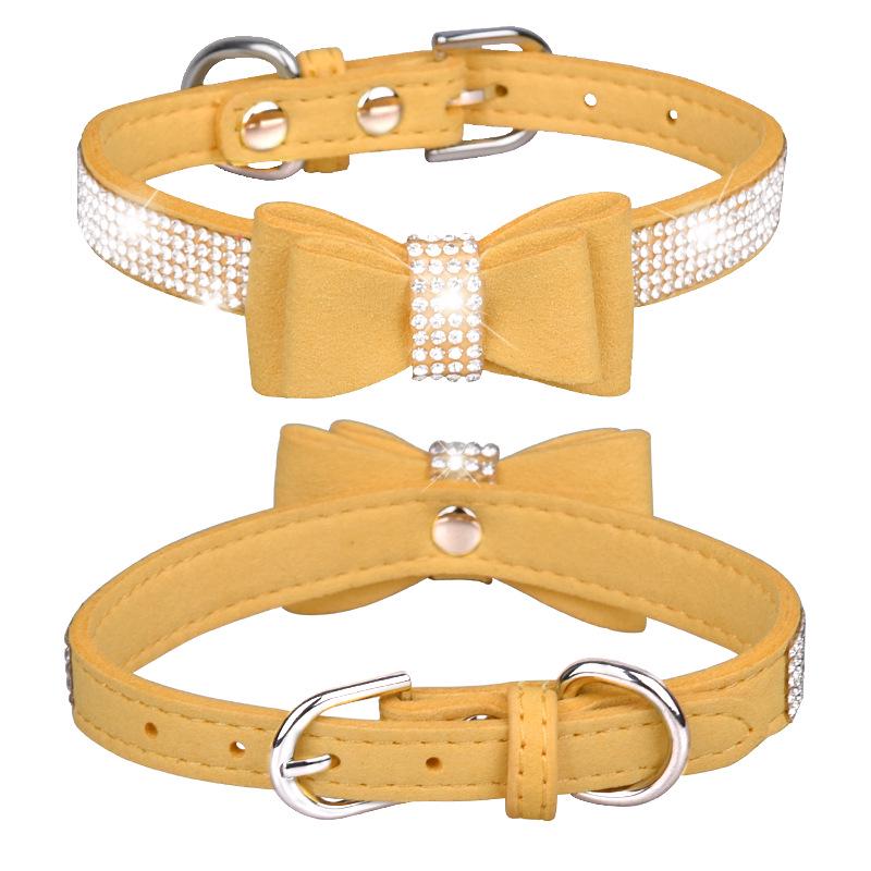 

Rhinestone Bowknot Pet Collar for Dogs and Cats XXS 25*1.5CM Collar жёлтый