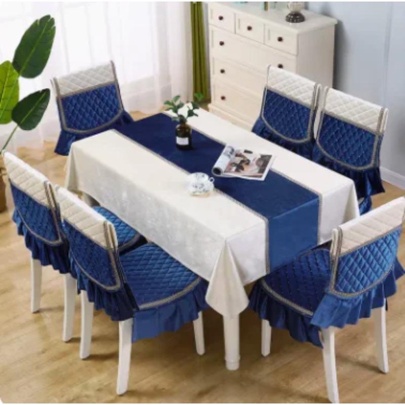 1 Piece Chair Cover Luxury Embroidery Velvet Tablecloth Dining Chair Cushion Living Room Decor Coffee Square Round Table Cloth