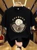 Wzm104123sun Moon Star Printed Large Unisexs Round Neck Summer Casual Short Sleeve Street Fashion Versatile Tshirt