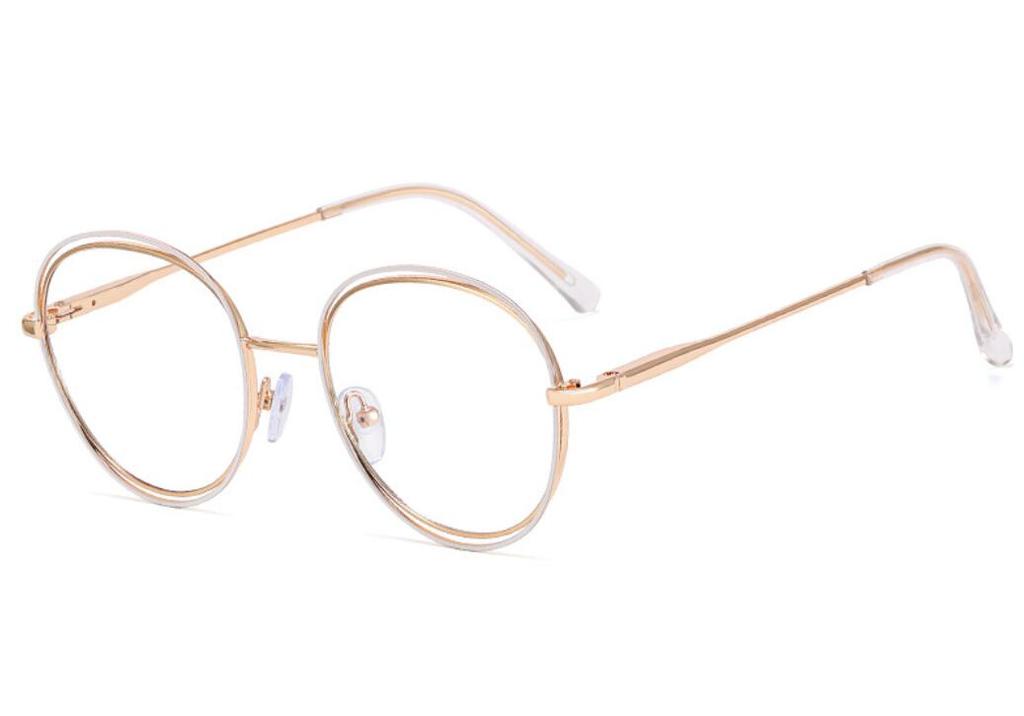 Female Reading Eyewear Blue Light Eyeglass Blocking Screen Metal Spectacle Computer Alloy Ladies Top Round 0 Quality +600 Deg Spectacle ~