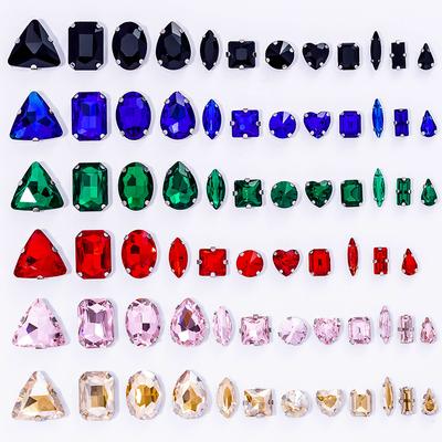 Sliver Claw Rhinestones Setting Shape Mix Clear Jelly Candy AB Glass Crystal Sew On Rhinestone Wedding Dress Shoes Bags DIY Trim