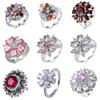 New Shiny Luxury Zircon Ring Bridal Wedding High Quality Wedding Accessories Flowers Pink Color Jewelry Headwear