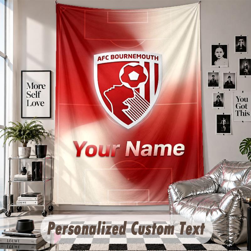 Custom Tapestry Wall Hanging, Bournemouth Football Personalized Name Text Home Wall Decor