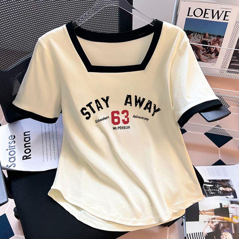 

2025 Women s Casual Plus Size Pure Cotton Letter Print Short Sleeve T-shirt - Korean and Japanese Style 2XL (Recommended 120-130 lbs)