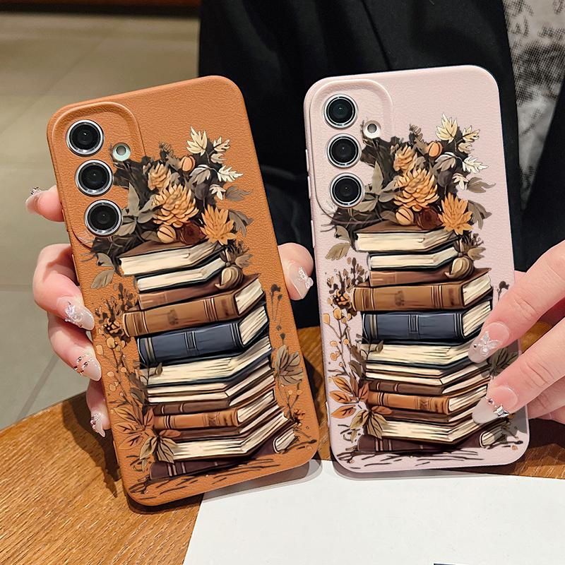 Cartoon Books Pattern Case For Samsung Galaxy S24 S25 Ultra Edge S23 Plus S22 S21 FE A34 A54 A15 A35 A55 A16 A26 A36 A56 5G Capa