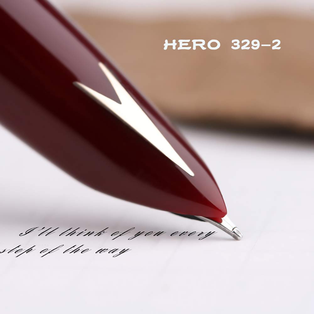 Lanxivi 3pcs Genuine Hero 329 Fountain Pen Fine Nib Gold Arrow Pattern Stainless Steel Cap