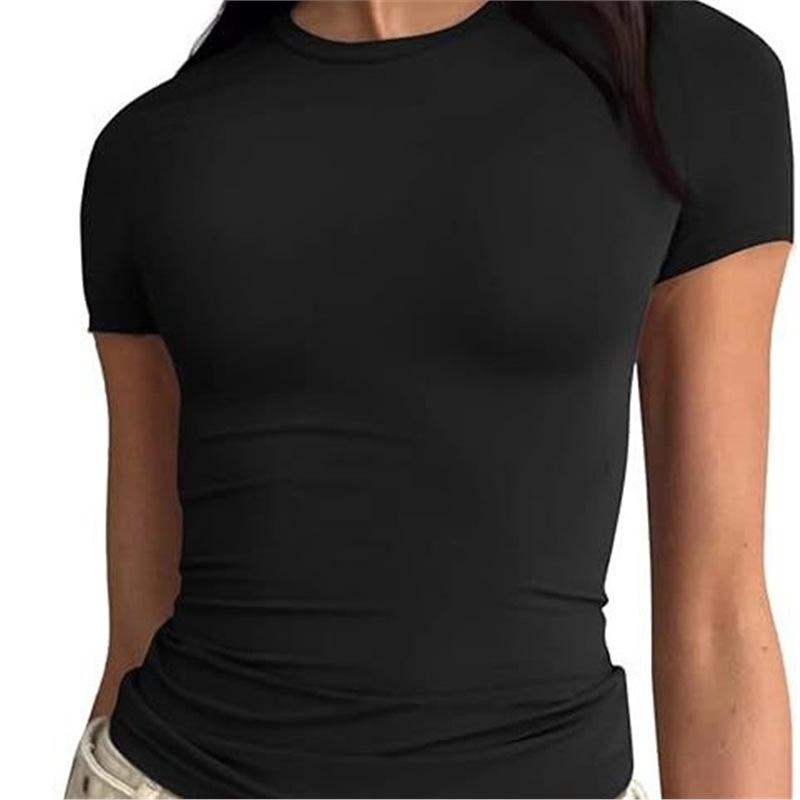 

Fashion Queen Women s Basic Low-Neck Short Sleeve Crop Top Extra Large синій