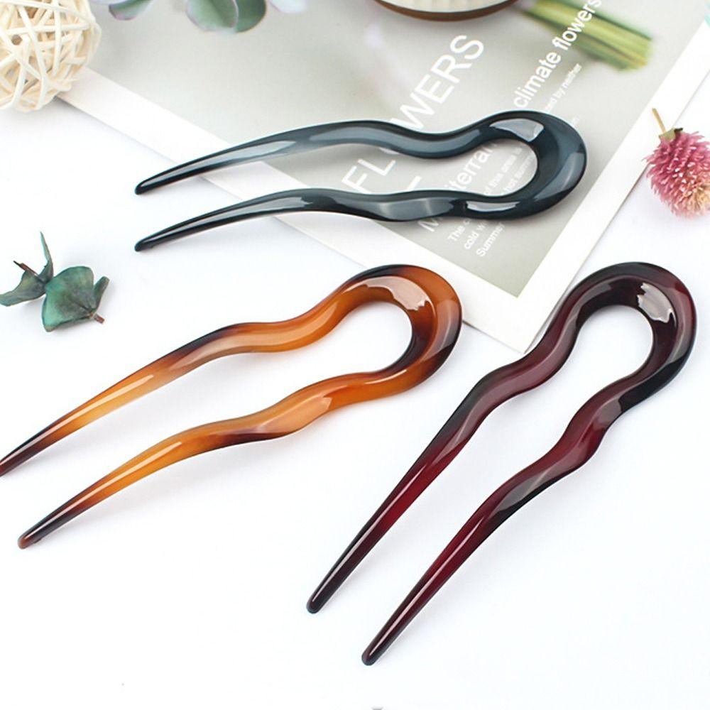 Geometric Design Hair Fork U-Shaped Hair Bun Elegant Hair Sticks  for Women Girls