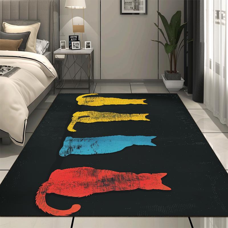 Cute Cat Cartoon Rug Children's Bedroom Decoration Large Area Carpet Modern Living Room Sofa Non-slip Mat Lounge Rug Washable