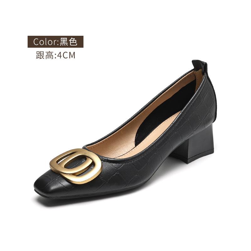French thick heel single shoes women's spring 2025 new versatile ladyshoes high heel evening shoes women's shoes