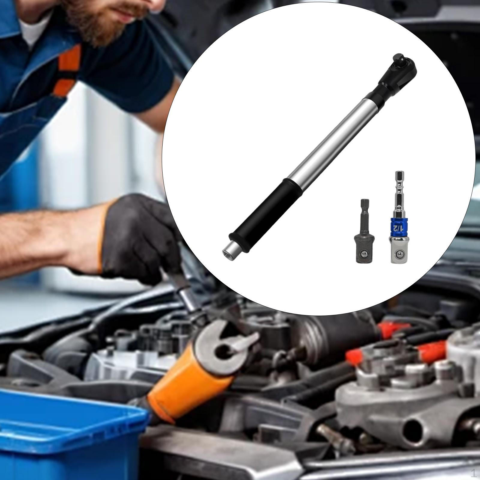

1/2‘’ Offset Extension Wrench for Narrow Space Sturdy 3 in 1 with Two Electric Brick Adapters