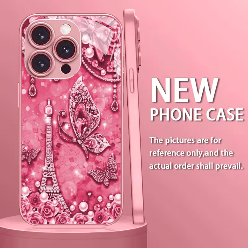 Romantisches Frankreich Madame Schutz Handyhülle Glas Handyhülle für iPhone 17 16 15 14 13 12pm Pro Plus Stoßfestes Handy Weiblich