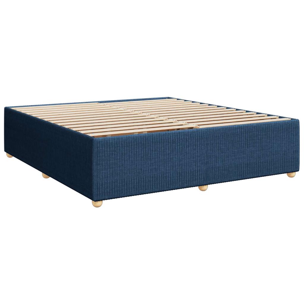Box Spring Bed with Mattress and Headboard Blue 200 X 200 Cm Fabric