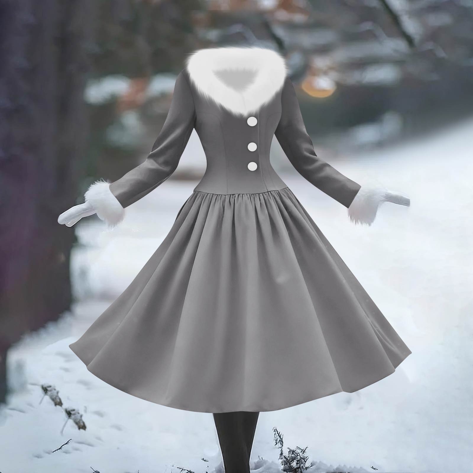 

Women s Casual Dress Long-Sleeve V-Neck Patchwork Fleece Dress S