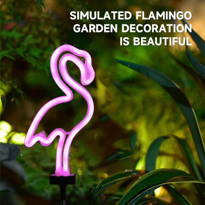 Neon Flamingo Solar Garden Light Landscape Courtyard Lamp Waterproof Outdoor Decor Stake Light LED Patio Grounding Lights