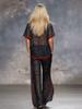 DM078 2026 Cross-border Spice Girl Vacation Leopard Print Collided Red Edge Chiffon Set V-Neck Short Sleeve Top Wide Leg Trousers