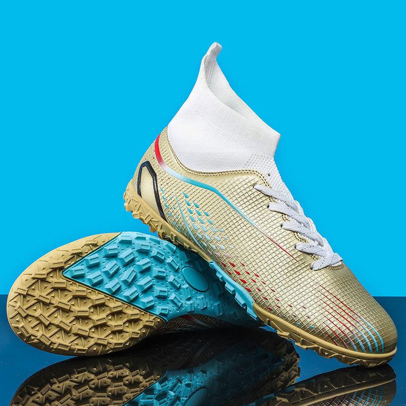 High-top football shoes, broken nail sneakers, genuine long nails, non-slip adult children's sports shoes, men's professional training