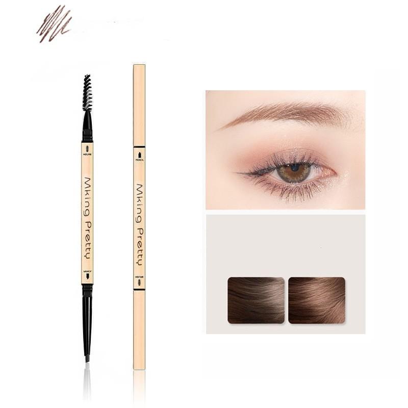 Double Head Automatic Rotating Eyebrow Pencil Waterproof Long Lasting Eyebrow Enhancer with Brow Brush Easy to Paint Makeup Tool