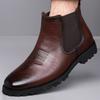 Men’s Chelsea Motorcycle Boots Western Boots Black Brown Short Leather Boots Casual Street Style Cool Ankle Boots Plus Size