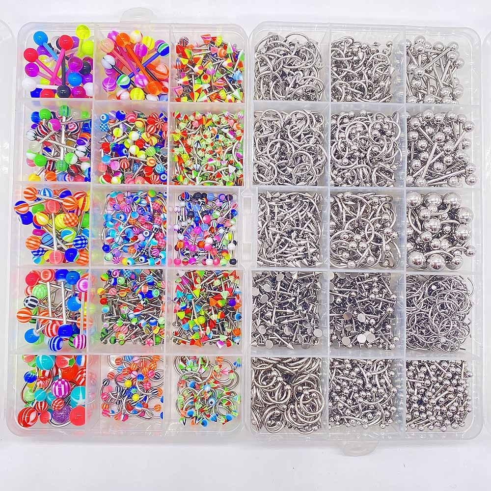 1Set Piercing accessory set - stainless steel nose ring, acrylic candy-shaped soft rod, body piercing accessory