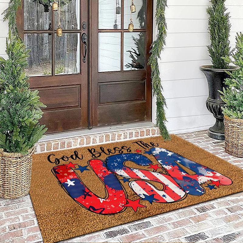 American Flag Sunflower Patriotic Doormat USA Print NonSlip Entry Mat for Front Door Porch Independence Day Home Decor 40x60cm