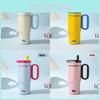 Modern Letter Design Insulated Travel Mug With Lid And Straw For Office Outdoors